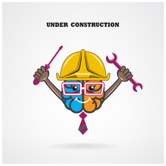 Creative left and right brain sign under construction with screw