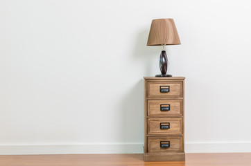 Lamp on bedside table