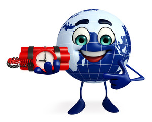 Globe Character with Time bomb