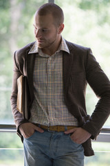 Businessman holding documents