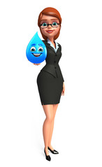 Young Business Woman with water drop