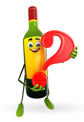 Wine Bottle Character with question mark sign