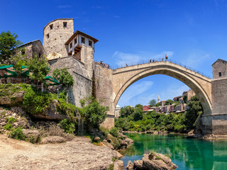Fototapeta na wymiar Famous Old Bridge in Mostar, Bosnia and Herzegovina.