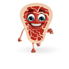 Meat steak character is running