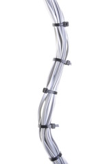 Bundles of network cables with cable ties 