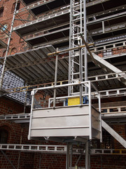 Scaffolds on a house building under renovations