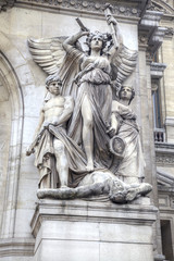 Fototapeta na wymiar Paris. Sculptures on the facade of the Opera Garnier. Sculptural