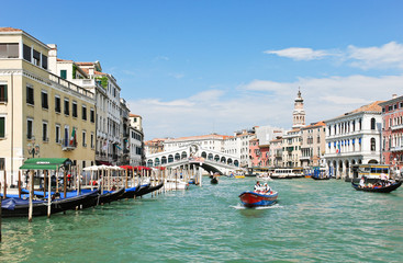 Fototapeta na wymiar Grand Canal near Rialto Bridge in Venice
