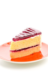 Strawberry cake isolated on white background