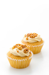 Nuts cupcake isolated on white background