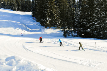 skiing tracks in Portes du Soleil area, France