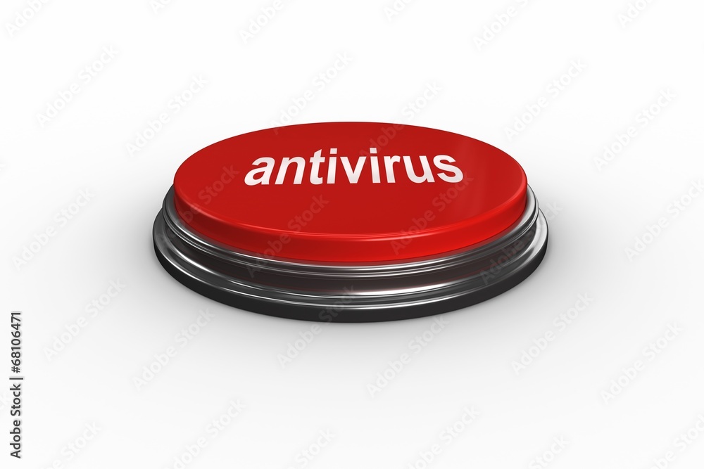 Poster Antivirus against digitally generated red push button