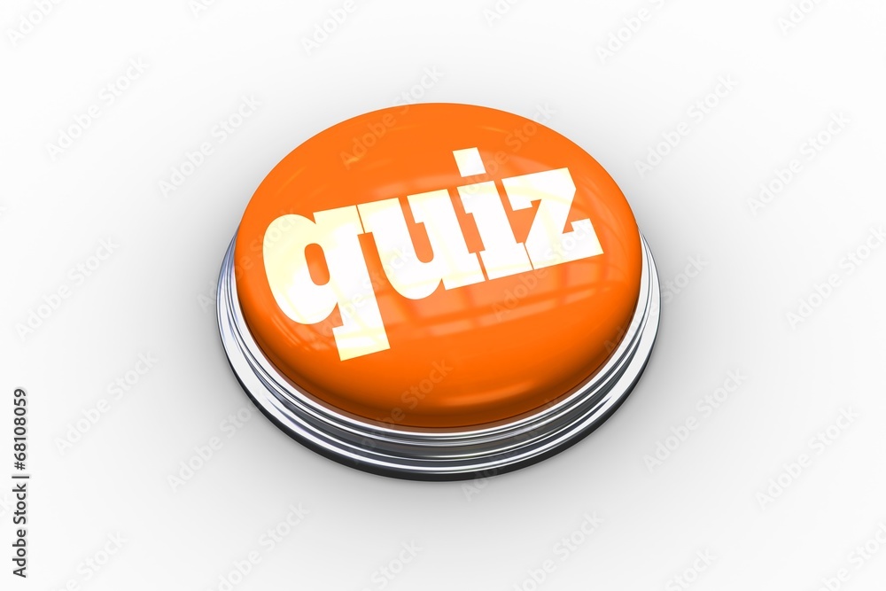 Poster Quiz on shiny orange push button