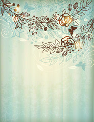 Vintage hand drawn floral background