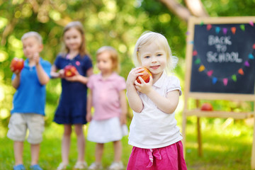 Excited little girl going to a preschool