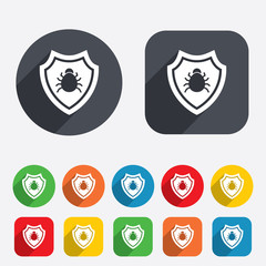 Shield sign icon. Virus protection symbol.
