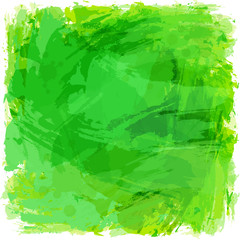 Abstract green brush strokes. Square vector artistic background.