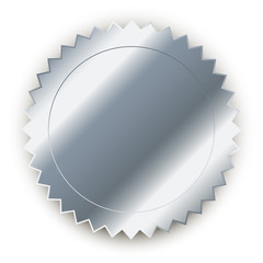 Vector design element. Round silver medal with shadow.