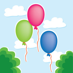 Obraz na płótnie Canvas Colorful balloons in the bright blue sky