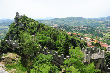 Fototapeta na wymiar La Cesta fortless on Borgo Maggiore, San Marino