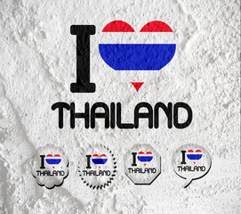 Love Thailand flag sign heart symbol  on Cement wall texture bac