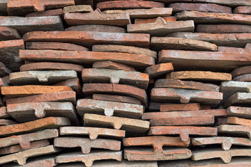 heap of old terracotta tile roof