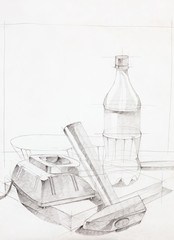 Fototapeta na wymiar hand drawn sketch of three objects