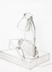 Fototapeta na wymiar pencil sketch, composition with objects