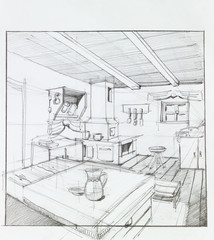 interior of countryside house