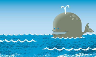 Whale at sea. A nice illustration of a whale at sea