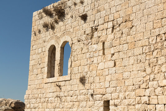 The ruins of the Crusader fortress in Israel.