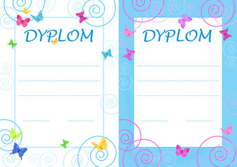 Diploma with pink butterflies