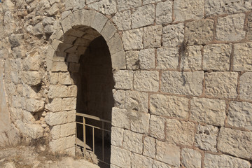 Fototapeta na wymiar The ruins of the Crusader fortress in Israel.