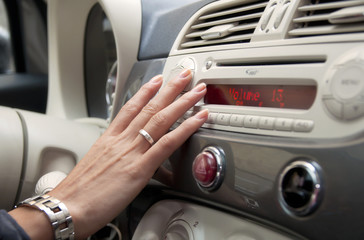 Inside a car: changing the radio
