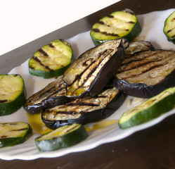 Aubergine and courgette salad