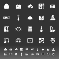 Cafe and restaurant icons on gray background