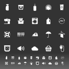 Laundry related icons on gray background