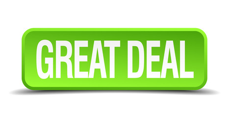 great deal green 3d realistic square isolated button