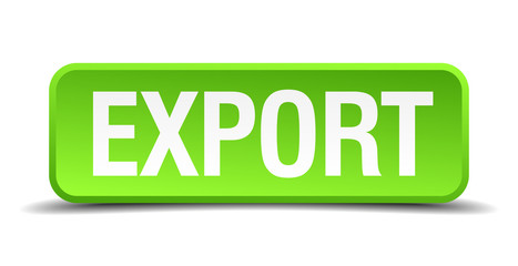 Export green 3d realistic square isolated button