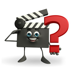 Clapper Board Character with question mark