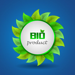 Ecological theme circular background with green leaves