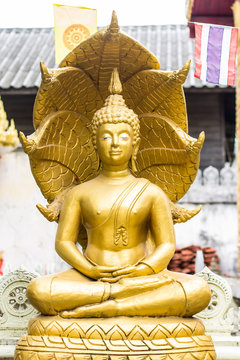 Golden buddha Statue in Thai temple