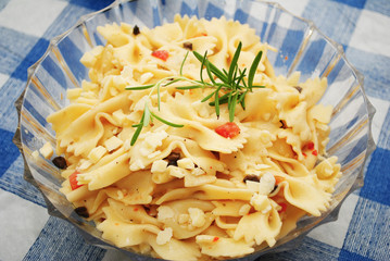 Large Bowl Of Bowtie Pasta with Fresh Rosemary