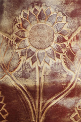 Ornated sunflower carving