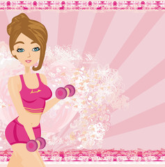 fit woman exercising , abstract card