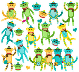 Collection of Gender Neutral Sock Monkey Vectors