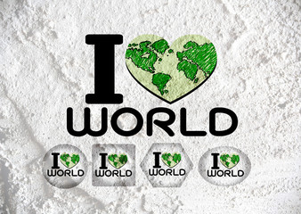 Love Globe earth  idea on Cement wall texture background design