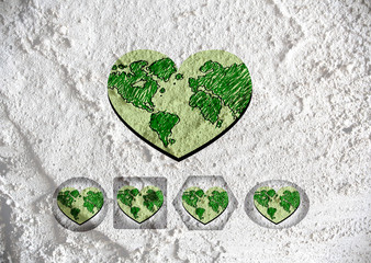 Love Globe earth  idea on Cement wall texture background design