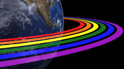 Earth with LGBT rainbow