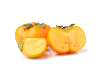 ripe persimmons isolated on white background